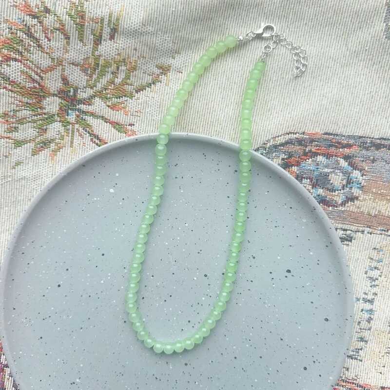 Korean COD Fashion Summer Colorful Glass Bead Choker Necklace For Women Trend Sweet Aesthetic Y2k C - Image 5