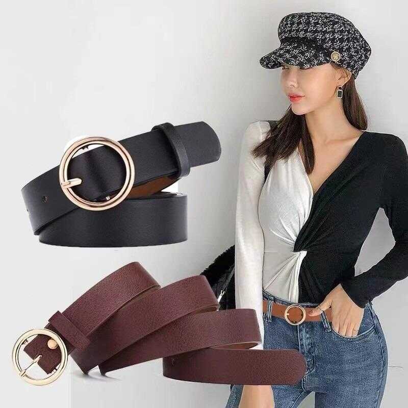 Toras Women S Fashion Simple Vintage Metal Bohemian Leather Circular Buckle Belt Women New Korean B - Image 4