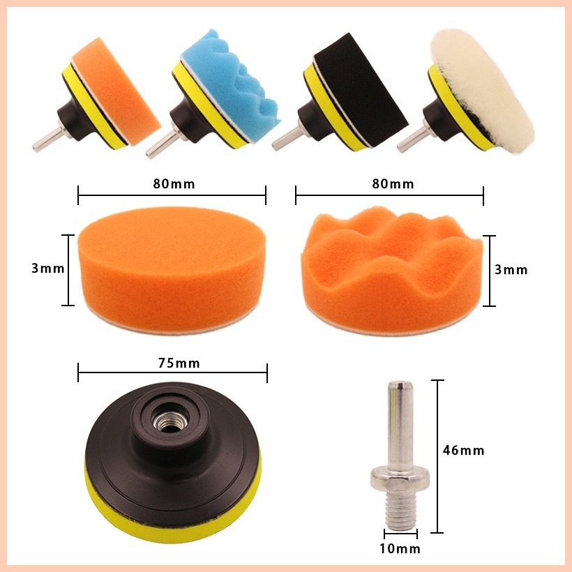 11/8/5PCS Buffing Waxing Polishing Sponge Pads Kit Set For Car Polisher(3/4/5 inch)