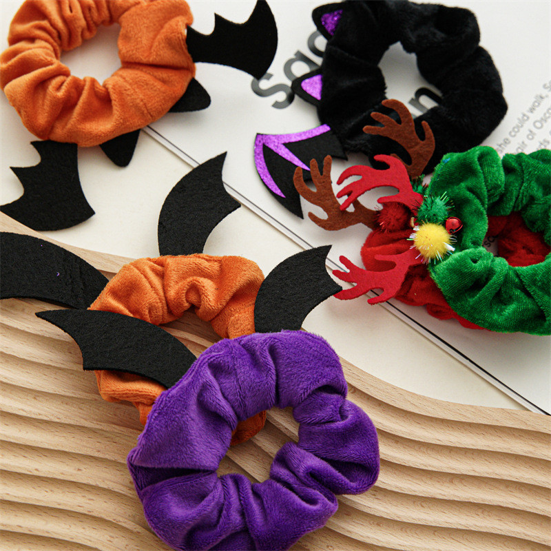 Halloween And Christmas New Style Antlers Bat Hair hands, Hair Accessories Female Funny Hair Rope V