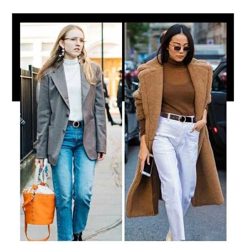 Toras Women S Fashion Simple Vintage Metal Bohemian Leather Circular Buckle Belt Women New Korean B - Image 2