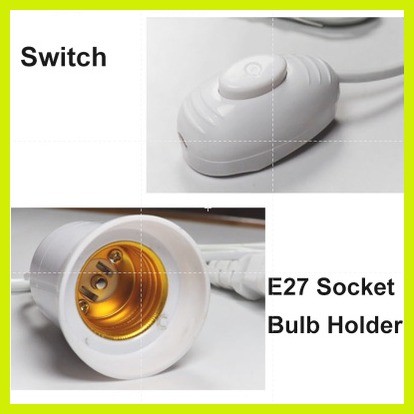 7D  3M, 5M, 8M, 10M   Extension Light Lamp Cord Cable Bulb Holder E27 Socket with Switch