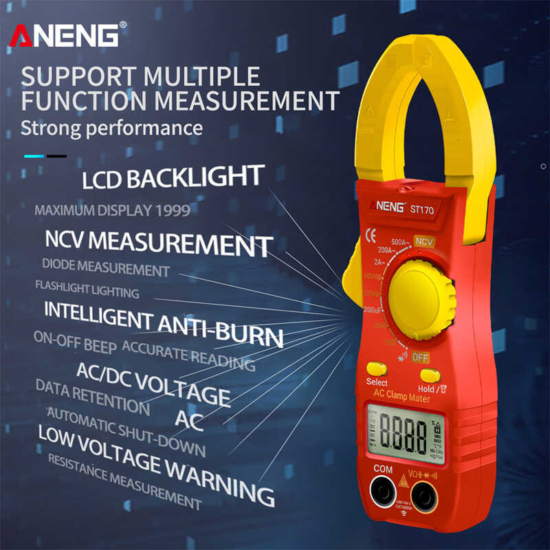 Multimeter Digital 2000 Counts Current Voltage Capacitance Clamp Meter ...