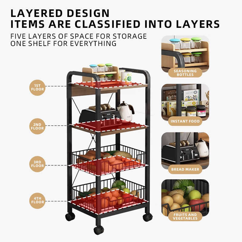 Kitchen Organizer Storage Rack Multifunction Metal Shelf Household Multilayer 882 0C4 - Image 4