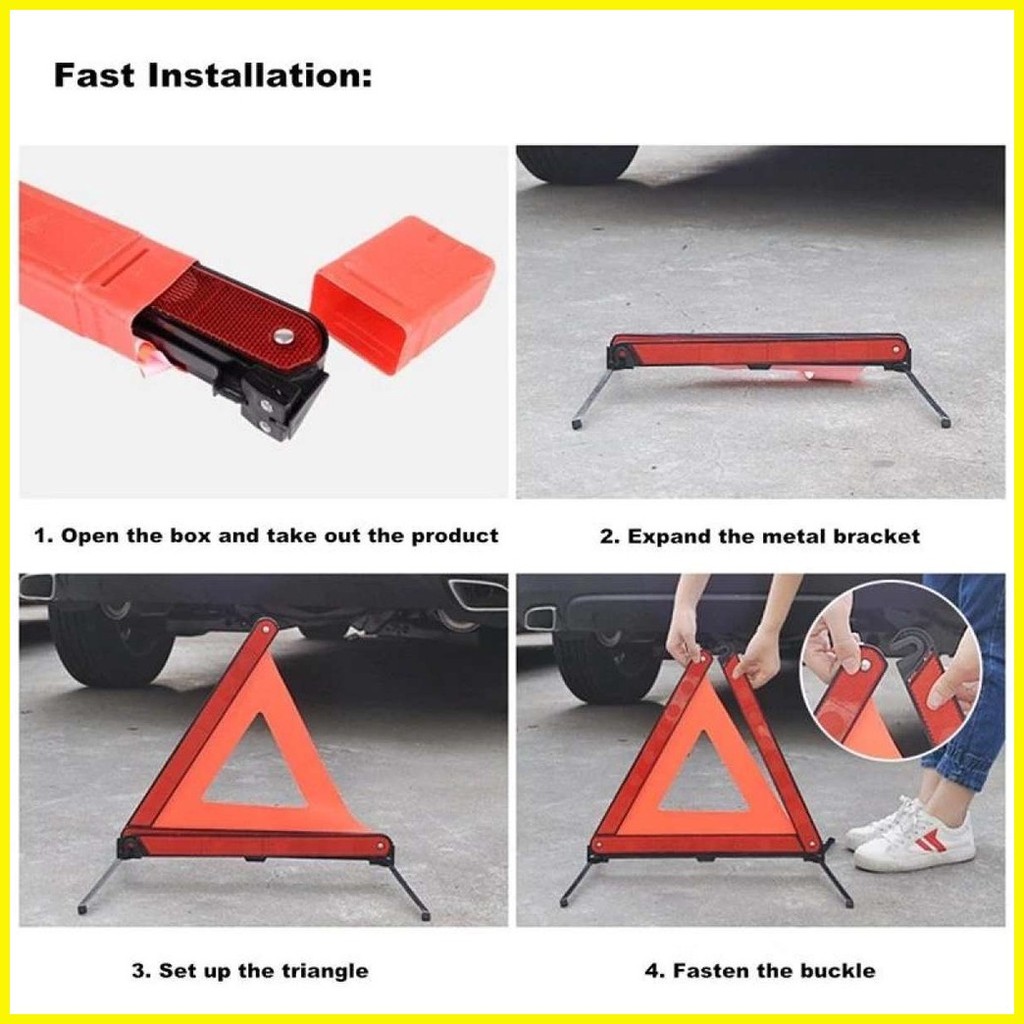 Car Triangle Early Warning Device Signage Reflective Triangle Car Warning Emergency Road Sign