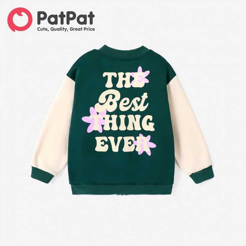 Kid Patpat Girl’s Letter Ral Pattern Avant-Garde Jacket Zipper Coat