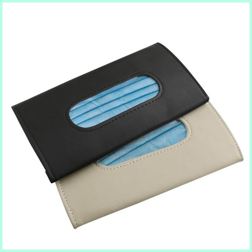 Car Sun Visor Tissue Box Auto Paper Towel Leather Tissue Box Car Interior Organizers