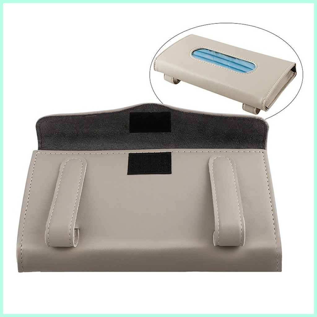 Car Sun Visor Tissue Box Auto Paper Towel Leather Tissue Box Car Interior Organizers