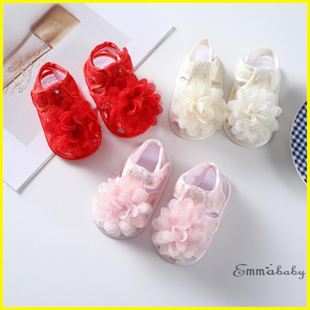 GD-Baby Girl Summer Flower Sandals Toddler Infant Round Toe Soft Sole Crib Prewalker