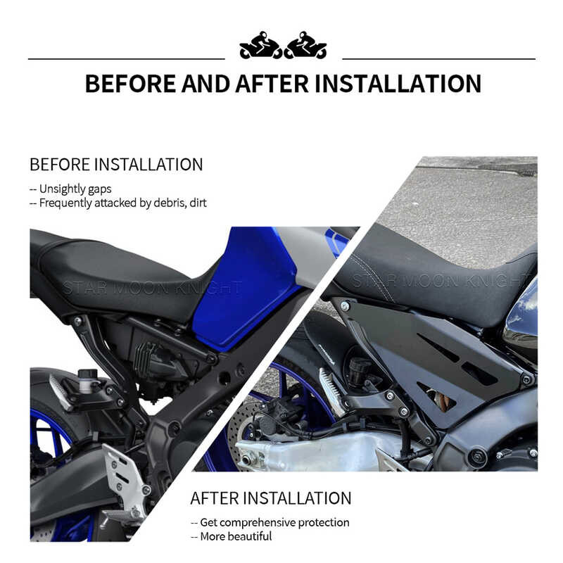 KAXSFE Aluminium-Füllplatten Für Yamaha MT-09 • 2024-2025 • Rahmenschutz • Matt Schwarz • Motorradzubehör