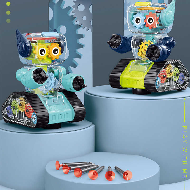Universal Gear Transparent Robot, Vibrating and Ejectable Toy, Children's Light-Interactive Intellig - Image 3