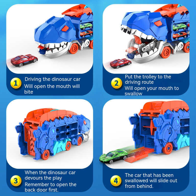 9Ee Children's Deformed Dinosaur Truck Toy Storage Catapult Slide Transport Trac - Image 2