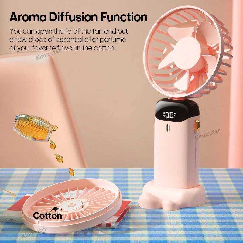 i @ USB Handheld Mini Fan Foldable Portable Neck Hanging Fans 5 Speed Rechargeable Fan With Phone @ - Image 5