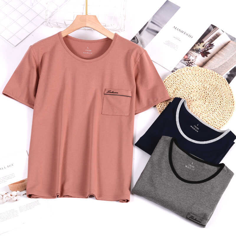 Spring and summer modal cotton men's pajamas, single-piece men's short-sleeve t-shirt, loose-fittin