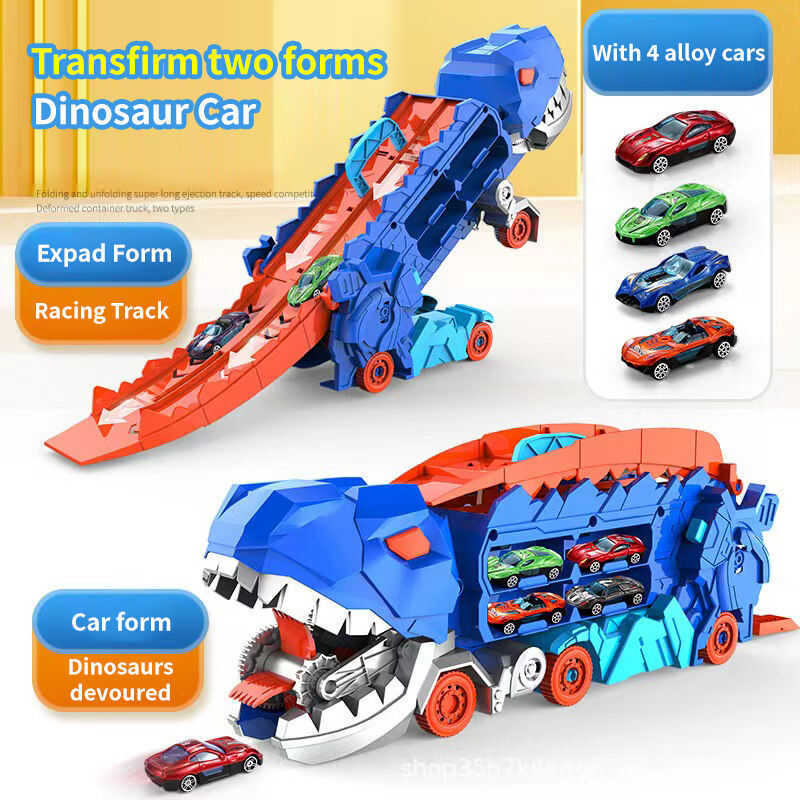9Ee Children's Deformed Dinosaur Truck Toy Storage Catapult Slide Transport Trac