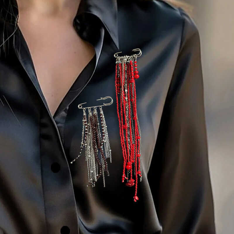 Vintage tassel multi-use commuter brooch, European and American Gothic long beaded crystal decorativ - Image 3