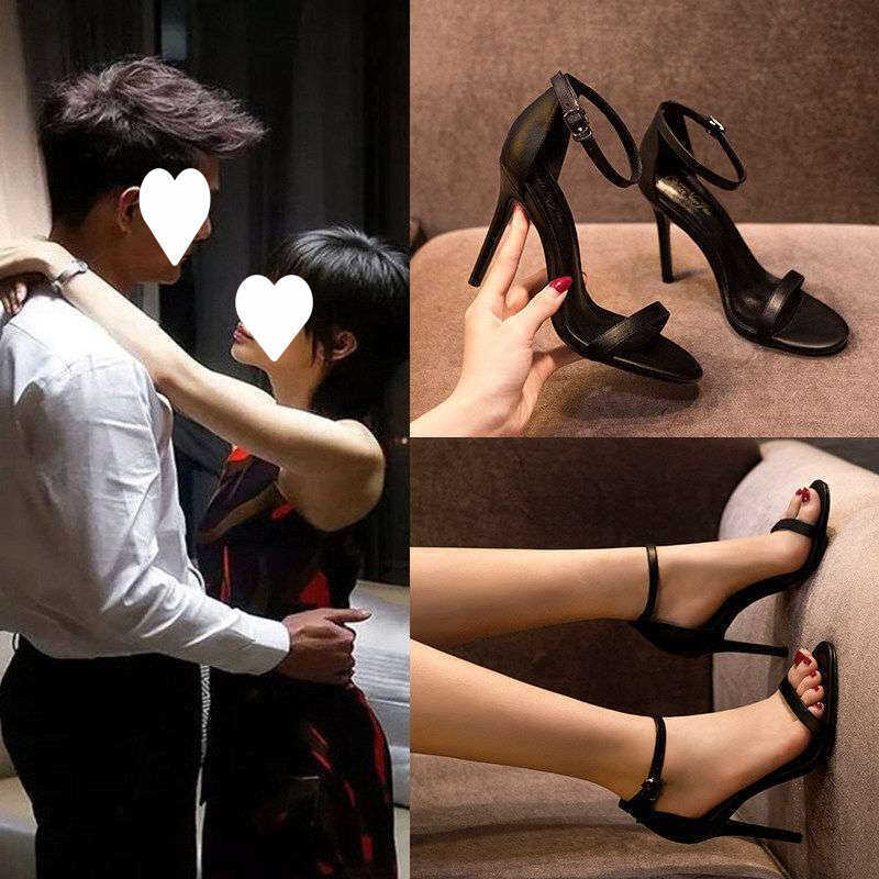 igh Heels Versatile Elegant Nude Color One-Strap Fashion Fresh Girl Sandals Fairy Style Ins Trend - Image 2