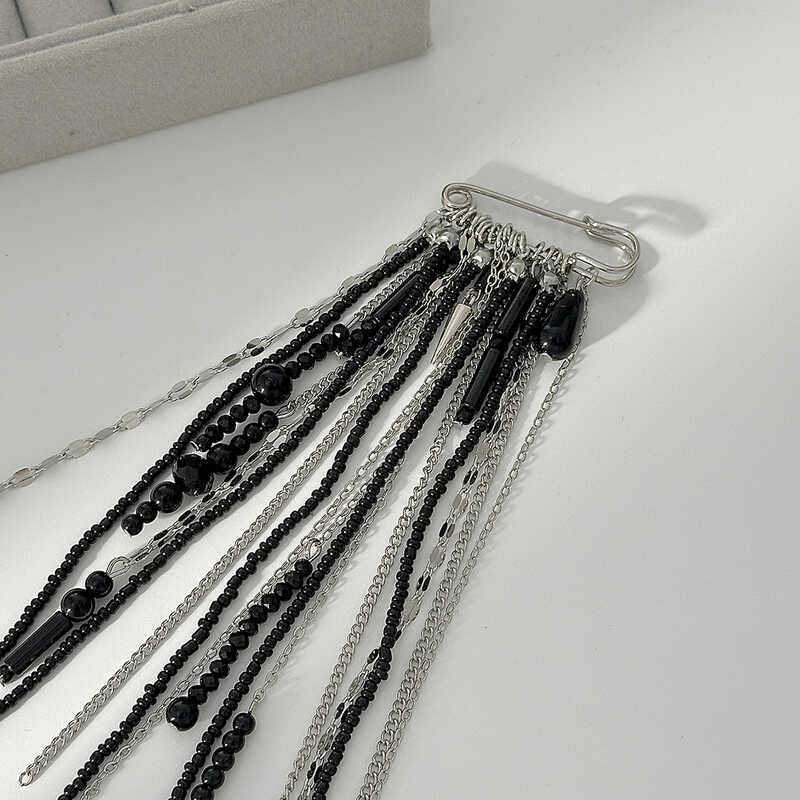 Vintage tassel multi-use commuter brooch, European and American Gothic long beaded crystal decorativ - Image 2