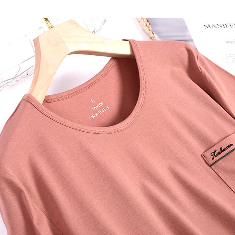 Spring and summer modal cotton men's pajamas, single-piece men's short-sleeve t-shirt, loose-fittin - Image 3
