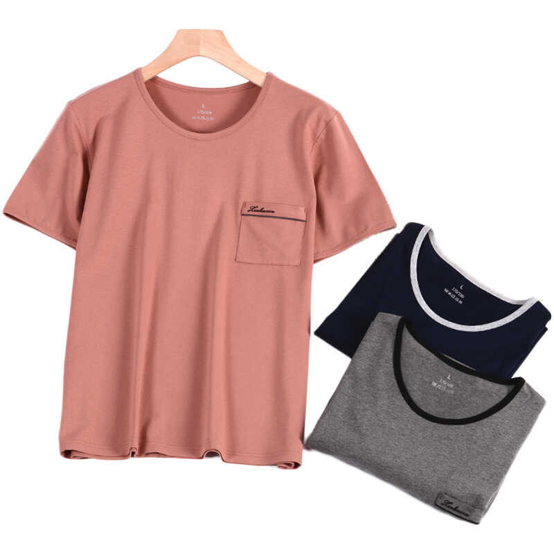 Spring and summer modal cotton men's pajamas, single-piece men's short-sleeve t-shirt, loose-fittin - Image 5
