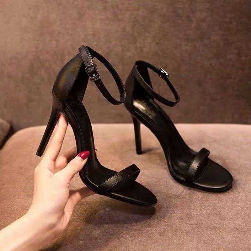 igh Heels Versatile Elegant Nude Color One-Strap Fashion Fresh Girl Sandals Fairy Style Ins Trend