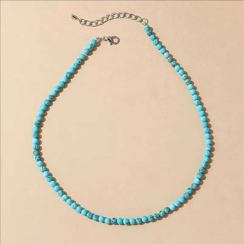 Turquoise Simple Bohemian Bead Fashionable Handmade Necklace - Suitable For Daily Wear 194 -