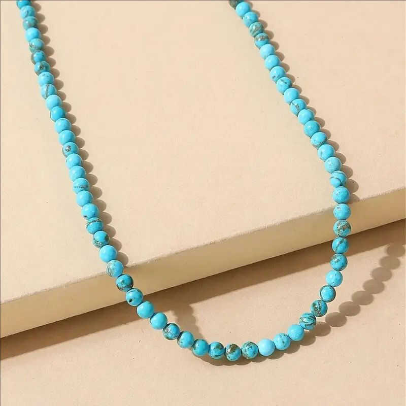Turquoise Simple Bohemian Bead Fashionable Handmade Necklace - Suitable For Daily Wear 194 - - Image 4