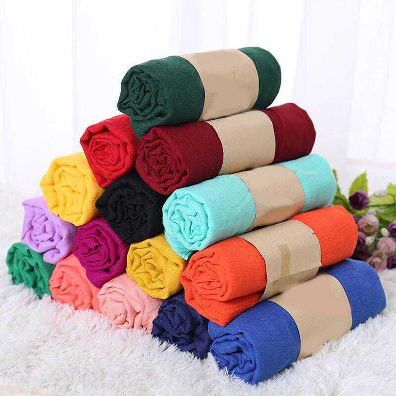 Scarf Royal Women Blue Cotton Hijabs Solid Color Ladies Shawls And Wraps Spring Summer Beach - Image 5