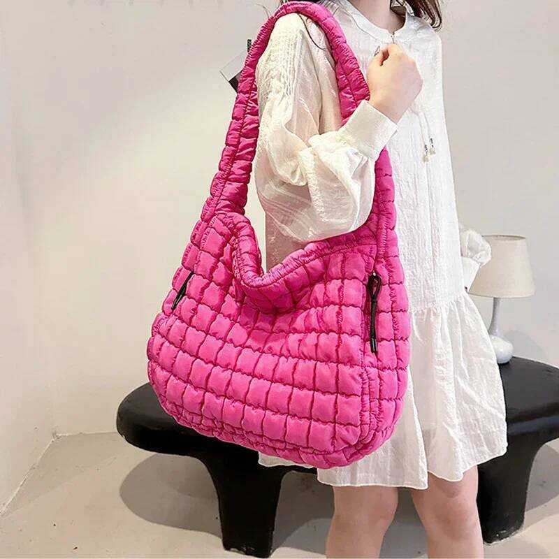 Casual Ruched Hobos Women Shoulder S Quilted Padded Crossbody Large Capacity Nylon Puffer - Image 4
