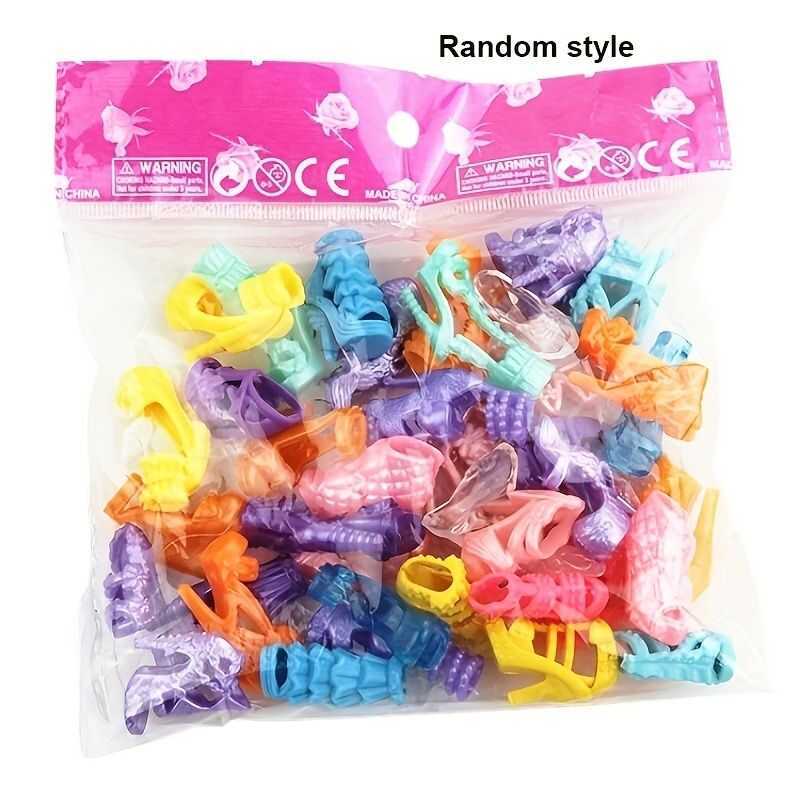 1Set Random Accessories For Girl Shoes Boots Mini Dress Handbags Crown Hangers Glasses Dol - Image 2