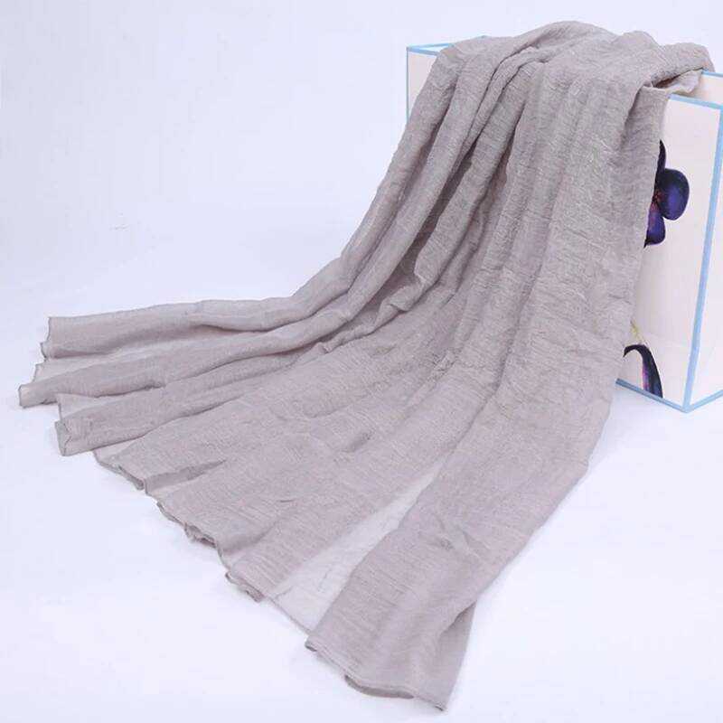 Scarf Royal Women Blue Cotton Hijabs Solid Color Ladies Shawls And Wraps Spring Summer Beach - Image 2