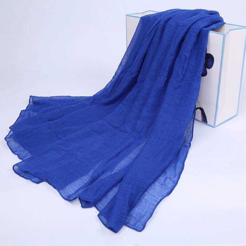 Scarf Royal Women Blue Cotton Hijabs Solid Color Ladies Shawls And Wraps Spring Summer Beach