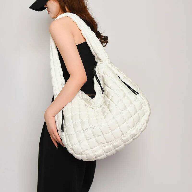 Casual Ruched Hobos Women Shoulder S Quilted Padded Crossbody Large Capacity Nylon Puffer - Image 3