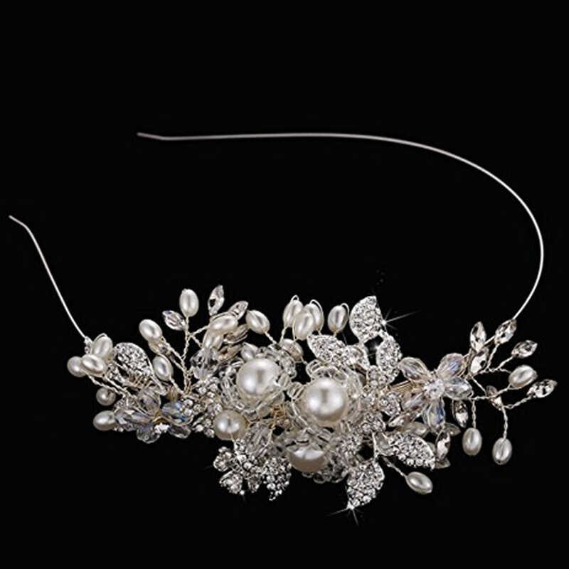 s Bride Luxurious COD COD Wedding Headpiece Handmade Pearl Alloy Flower Crystal Rhinestone Headband - Image 3