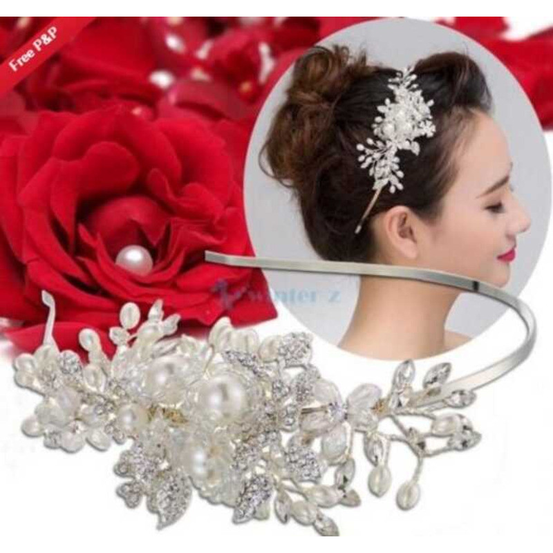 s Bride Luxurious COD COD Wedding Headpiece Handmade Pearl Alloy Flower Crystal Rhinestone Headband - Image 2