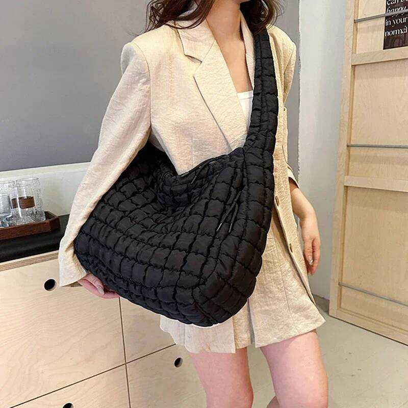 Casual Ruched Hobos Women Shoulder S Quilted Padded Crossbody Large Capacity Nylon Puffer - Image 5