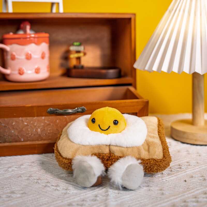 Dolls Fun Cake Dessert Toast Egg Food Series Figurines Creative Simulation Plush Toys Wedding Who - Image 3