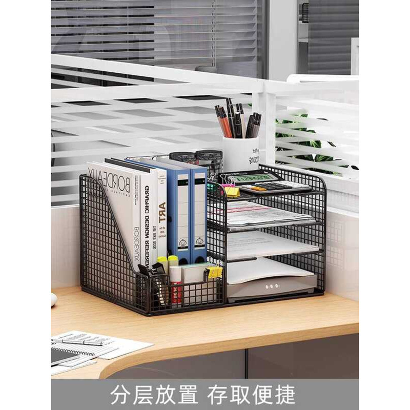 Desk Storage Desktop Rack Bookshelf Office Supplies Multi-layer Large Capacity File Frame Folder - Image 4