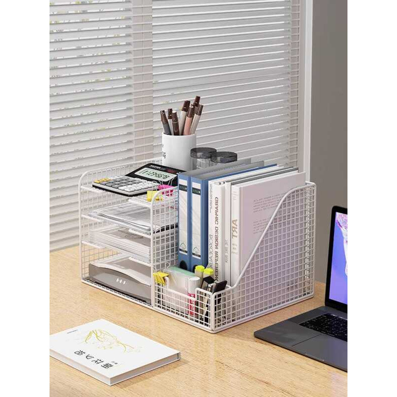 Desk Storage Desktop Rack Bookshelf Office Supplies Multi-layer Large Capacity File Frame Folder - Image 2