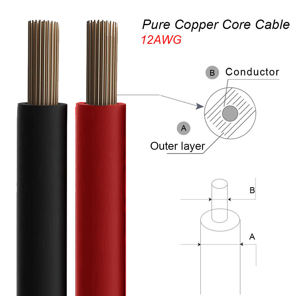 Solar Panel Extension Cable Wire XT60 to MC4 Solar DC Connector 12 AWG IP67 Waterproof Male Female Connector Use for Solar Panel Cable — view 2