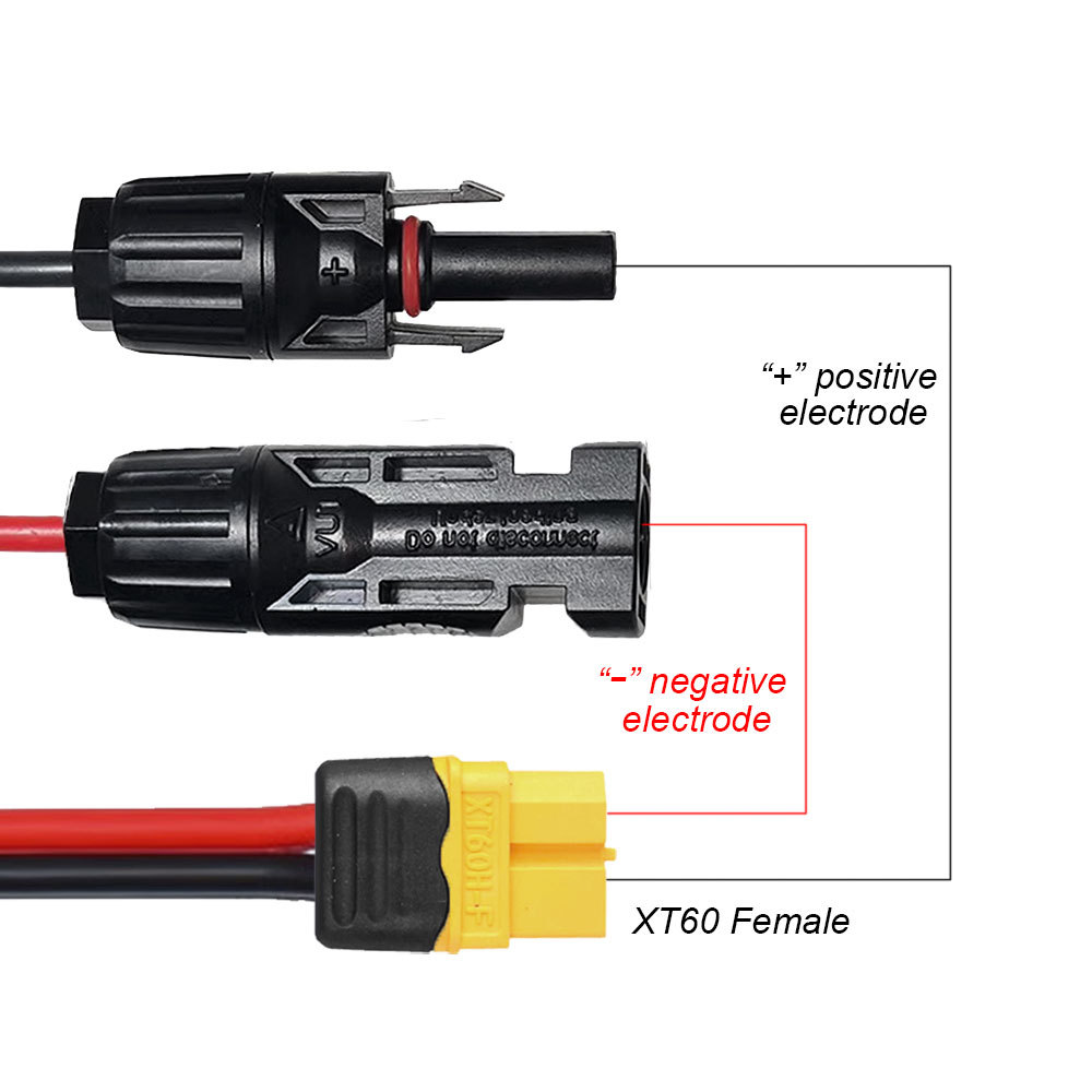 Solar Panel Extension Cable Wire XT60 to MC4 Solar DC Connector 12 AWG IP67 Waterproof Male Female Connector Use for Solar Panel Cable — view 6