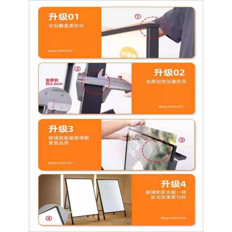 Vertical Drawing Light Box Advertising Sign Stand Ultra-thin Movable Illuminated Poster Rack LED - Image 5