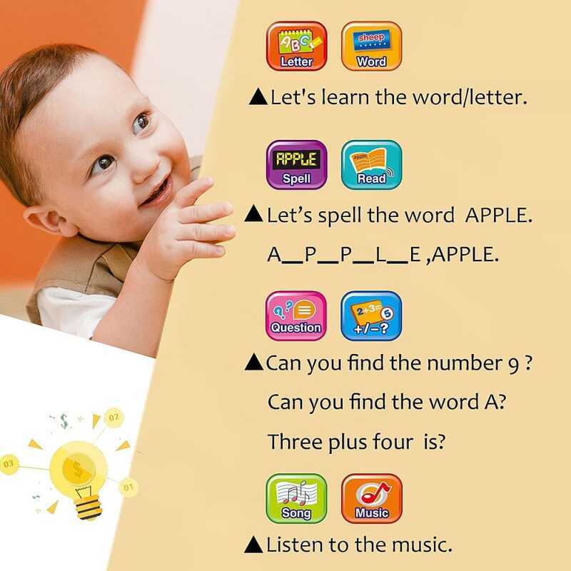 Kids Tablet Learning Pad With LED Screen Teach Alphabet, Numbers, Word, Music, Math, Early - Image 2
