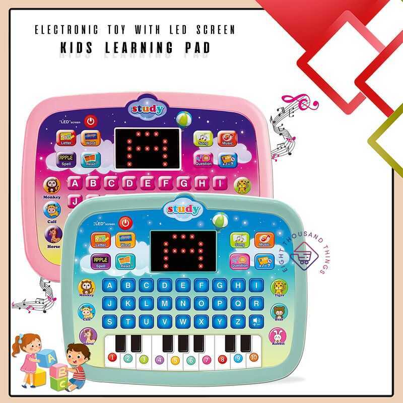 Kids Tablet Learning Pad With LED Screen Teach Alphabet, Numbers, Word, Music, Math, Early