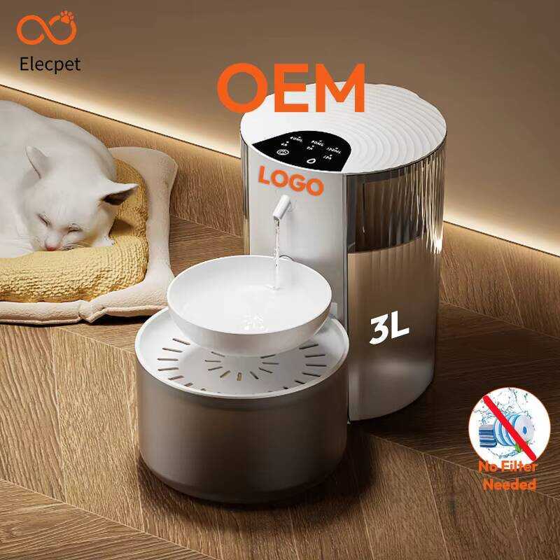 Elecpet Smart Wireless Pet Fountain No Filter 3L Rechargeable Automatic Water Dispenser for Cats Dog