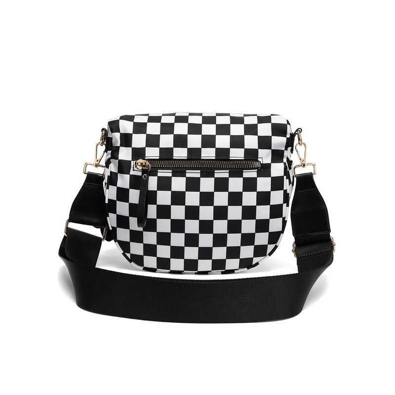 Checkered Crossbody D& Sling Multi-Pocket Chest Purse with Adjustable Wide Strap for Outdoor Trave - Image 4