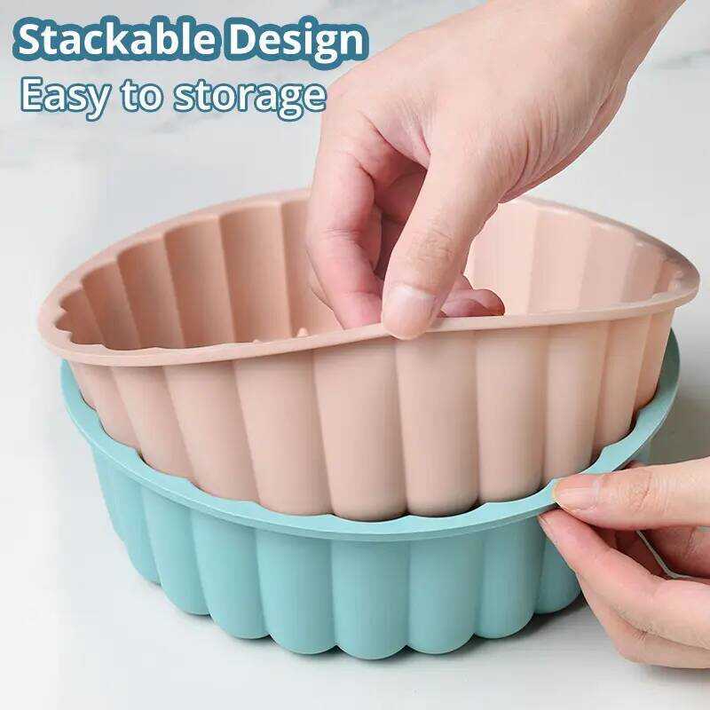 78A8 8Inch Charlotte Cake Pan Silicone,Nonstick Round Silicone Baking Mold,Round Molds For Chee - Image 2