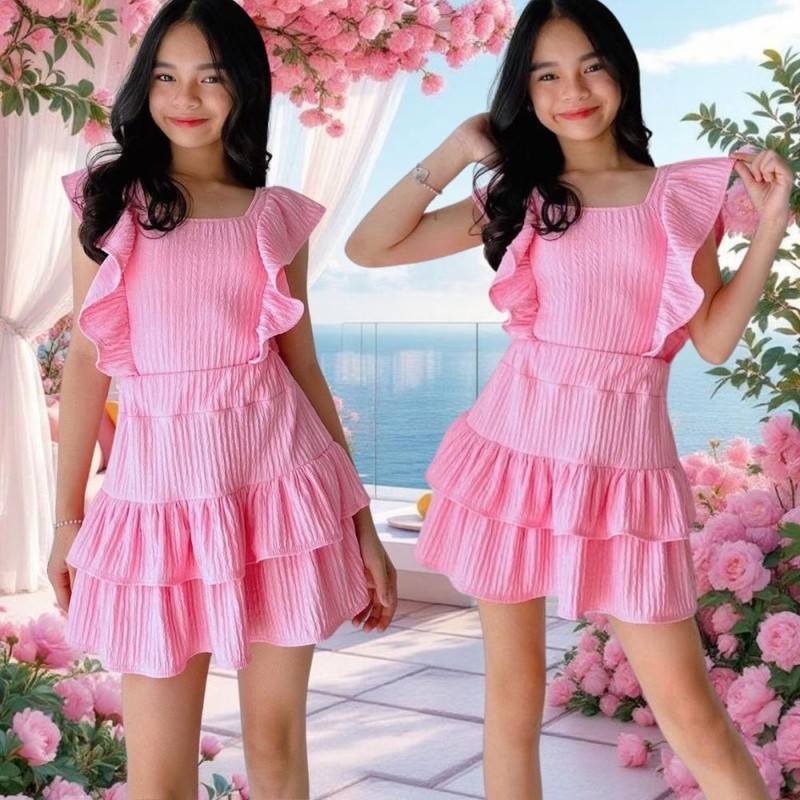 Set And Coords Fit Skirt Terno Top Ruffle Fashionable Kids Clothes Fit 8 To 12 Years Old Birthday F - Image 4