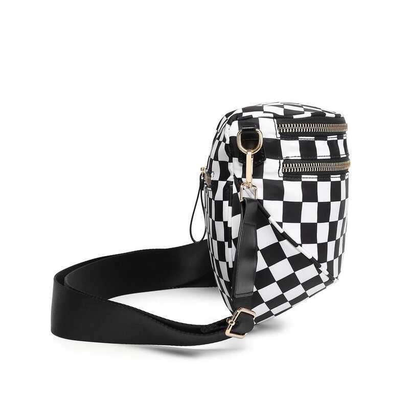 Checkered Crossbody D& Sling Multi-Pocket Chest Purse with Adjustable Wide Strap for Outdoor Trave - Image 2