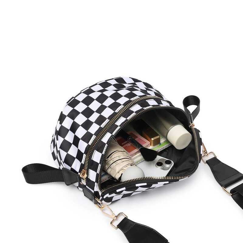 Checkered Crossbody D& Sling Multi-Pocket Chest Purse with Adjustable Wide Strap for Outdoor Trave - Image 5